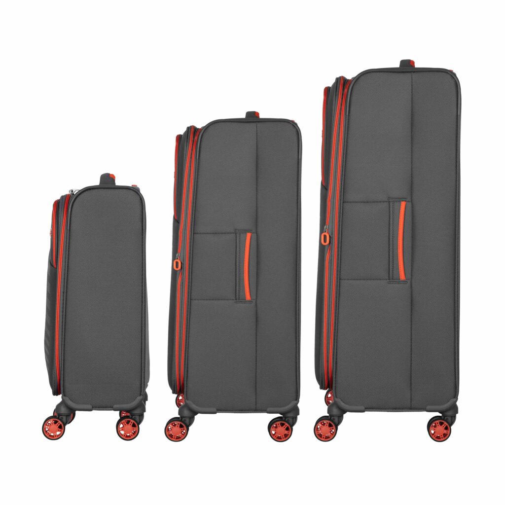 2E Suitcase set, Trek, (L+M+S), TSA, 4 wheels, + 3 Cabin backpacks (2E-BPET-CABIN-GR), polyester, grey