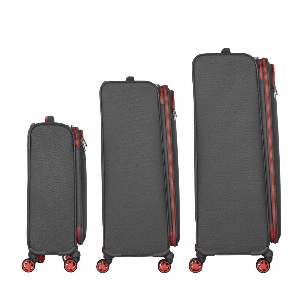 2E Suitcase set, Trek, (L+M+S), TSA, 4 wheels, + 3 Cabin backpacks (2E-BPET-CABIN-GR), polyester, grey