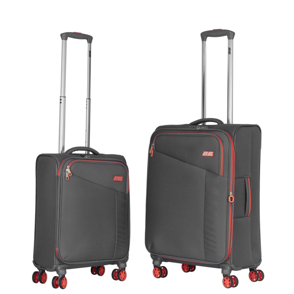 2E Suitcase set, Trek, (M+S), TSA, 4 wheels, + 2 Cabin backpacks (2E-BPET-CABIN-GR), polyester, grey