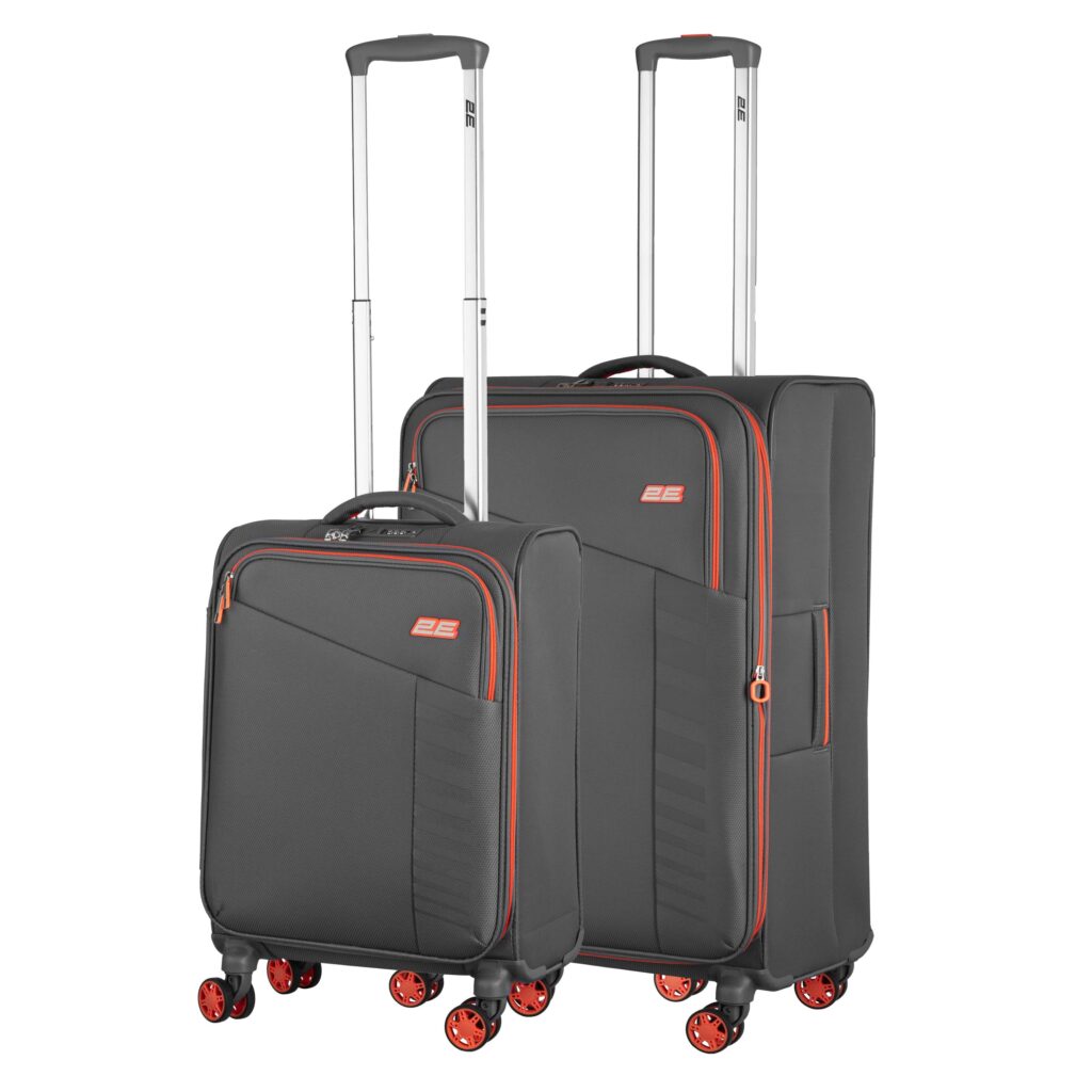 2E Suitcase set, Trek, (M+S), TSA, 4 wheels, + 2 Cabin backpacks (2E-BPET-CABIN-GR), polyester, grey