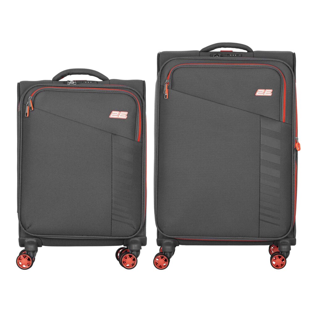 2E Suitcase set, Trek, (M+S), TSA, 4 wheels, + 2 Cabin backpacks (2E-BPET-CABIN-GR), polyester, grey