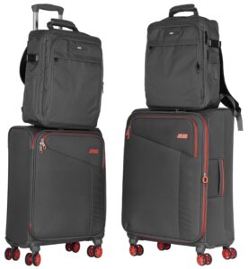 2E Suitcase set, Trek, (M+S), TSA, 4 wheels, + 2 Cabin backpacks (2E-BPET-CABIN-GR), polyester, grey