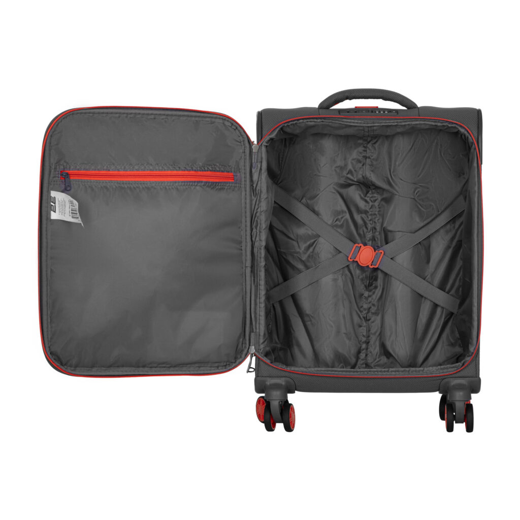 2E Suitcase Small, Trek, polyester, 35L, TSA, 4 wheels, grey