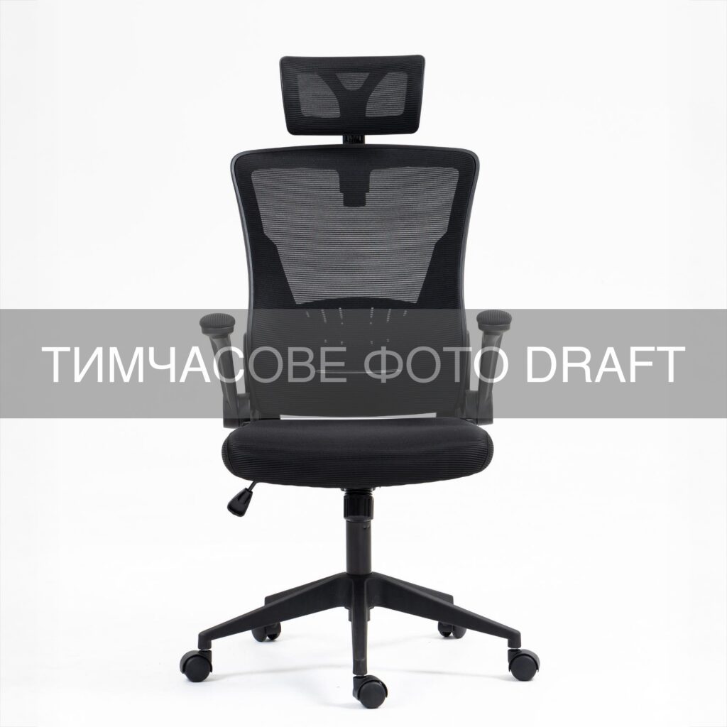 Крісло 2E OC130, тканина, підйомні підлокітники, підголівник, чорний