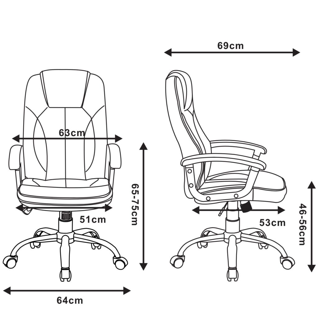 2E Chair OC135, PU leather, fixed armrests, black