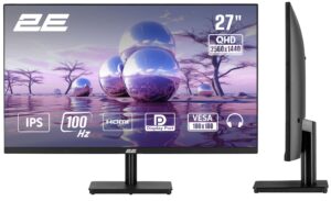 Монитор 2E 27″ H2724B HDMI, DP, IPS, 2560×1440, 100Hz, FreeSync