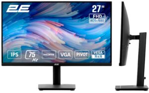 Монітор 2E 27″ N2723B D-Sub, HDMI, IPS, 75Hz, Pivot