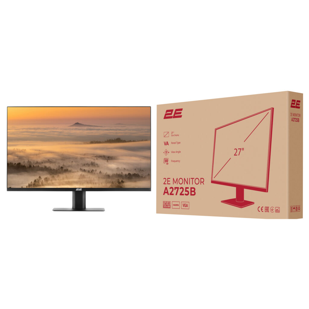 Monitor 2E 27″ A2725B D-Sub, HDMI, VA, 100Hz