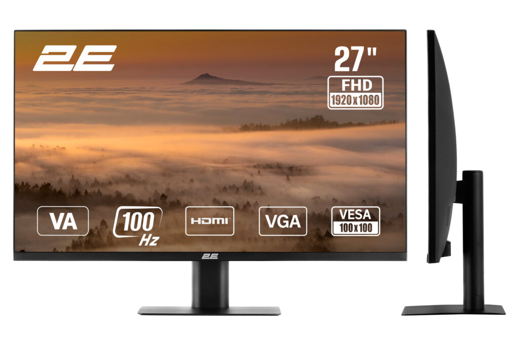 Monitor 2E 27″ A2725B D-Sub, HDMI, VA, 100Hz