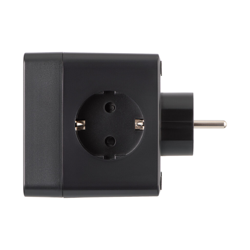 Адаптер мережевий 2E 3xТипF, 16A, 2xUSB-A, 1x USB-C фільтр, чорний