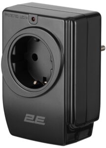 Адаптер мережевий 2E 1xТипF, 16A, 2*USB-A, фільтр, чорний