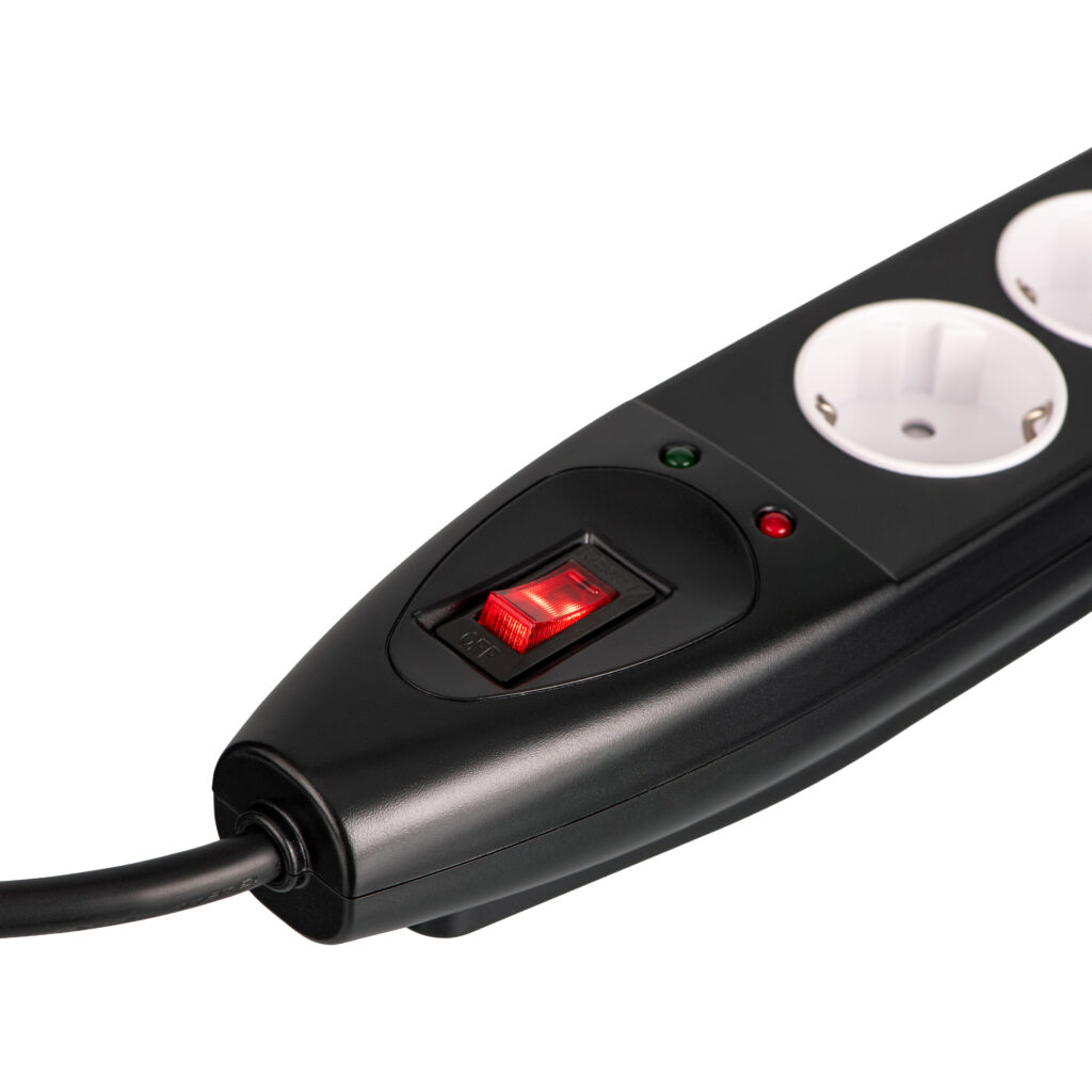 Подовжувач мережевий 2E 10м, 5xТипF, 16A, фільтр, чорний