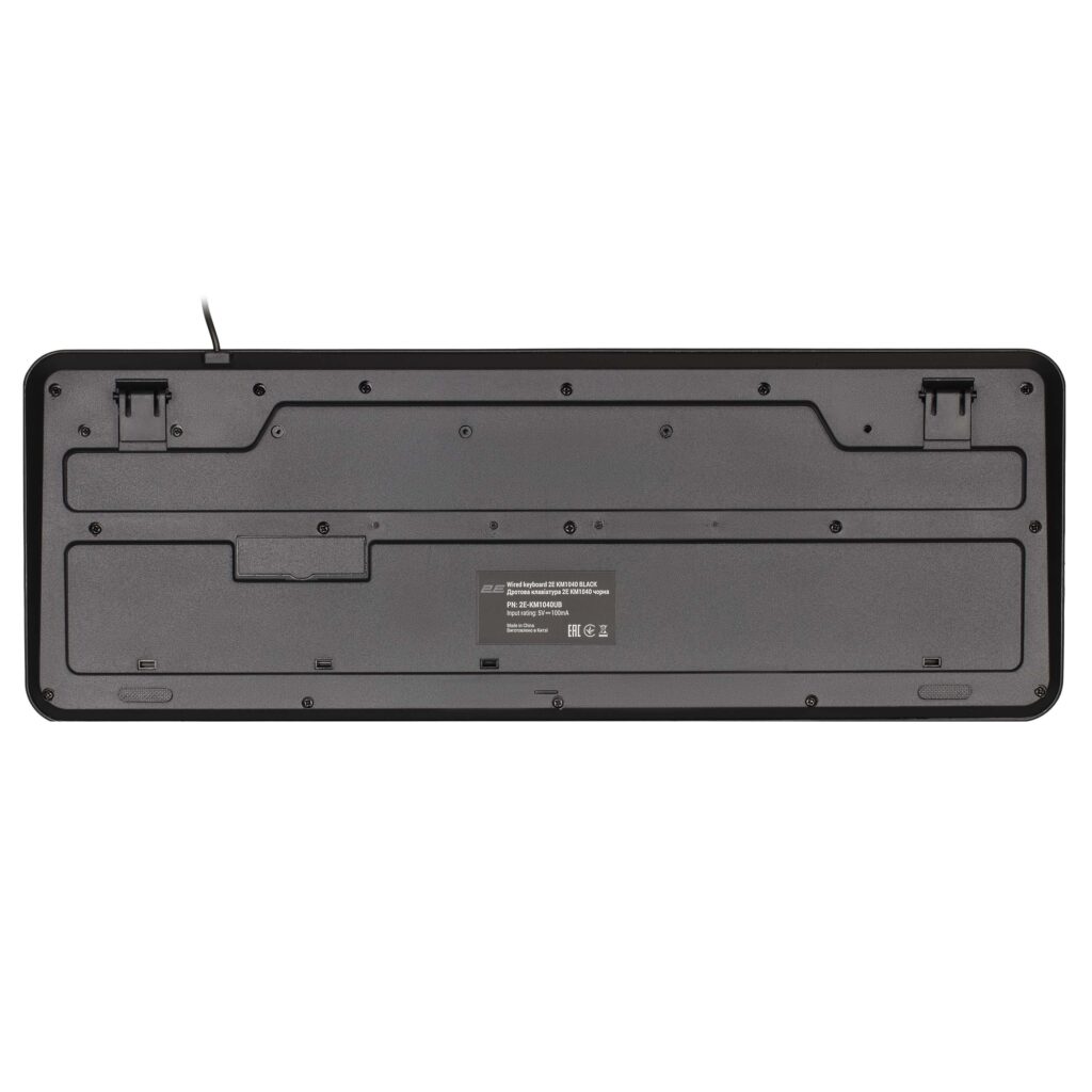 Клавіатура мембранна 2E KM1040 104key, USB-A, EN/UK, чорний