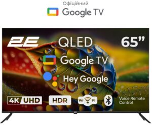 Телевизор 65″ 2E QLED 4K 60Hz Smart Google TV Black