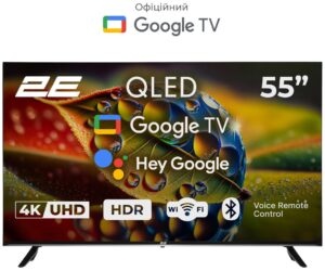 Телевизор 55″ 2E QLED 4K 60Hz Smart Google TV Black
