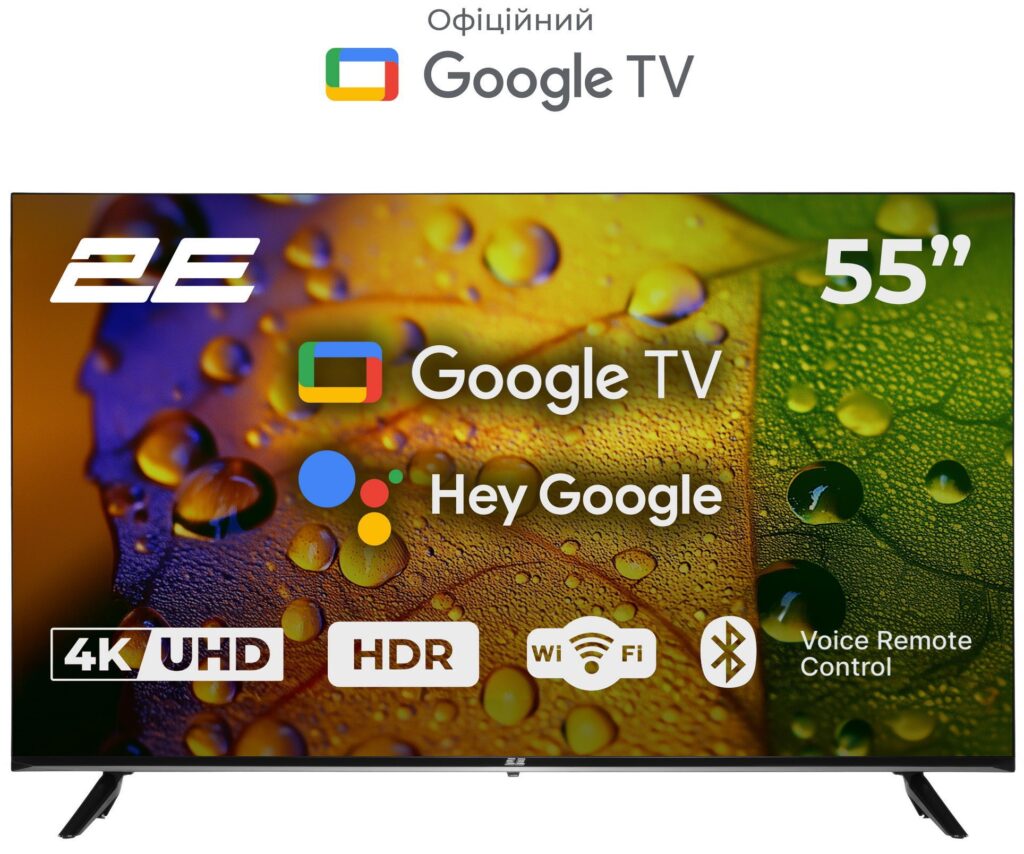 TV Set 55″ 2E LED 4K 60Hz Smart Google TV Black