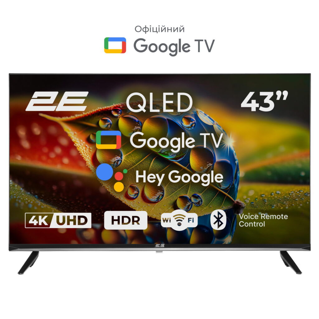 TV Set 43″ 2E QLED 4K 60Hz Smart Google TV Black