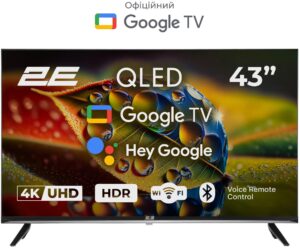 TV Set 43″ 2E QLED 4K 60Hz Smart Google TV Black