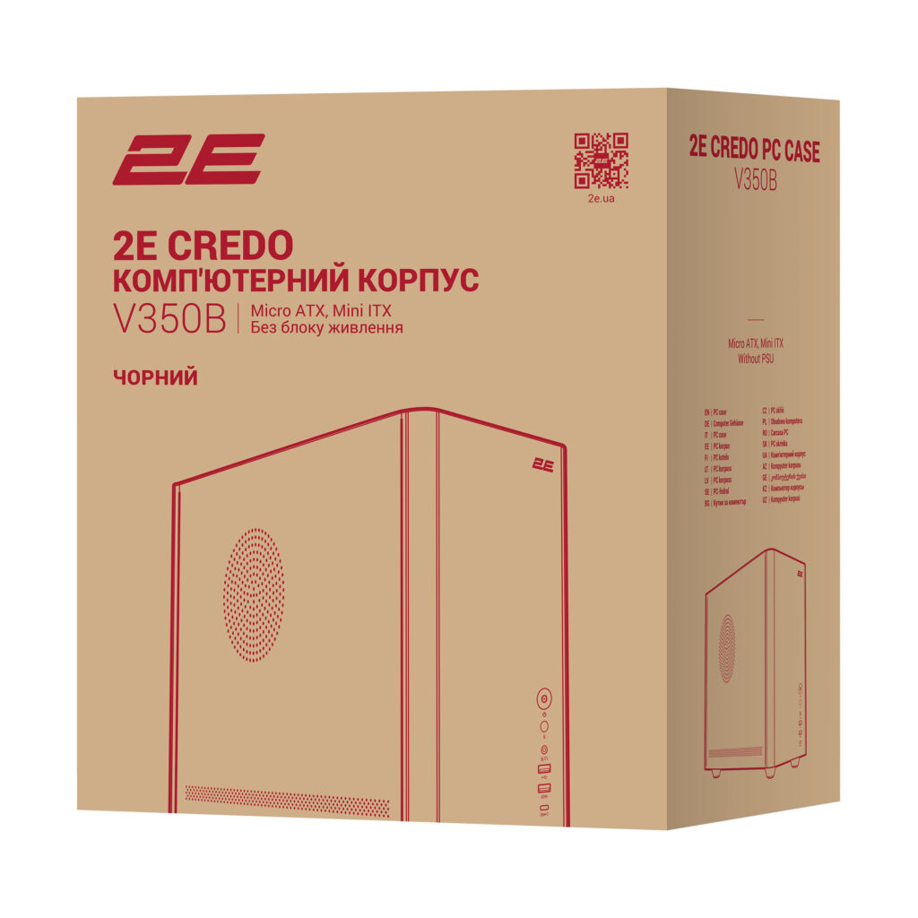 Корпус 2E Credo Metal V350B без БП, 1xUSB3.0, 1х USB 2.0, 1xUSB Type-C, 3×120мм, VGA 350мм, LCS ready, mATX, чёрный