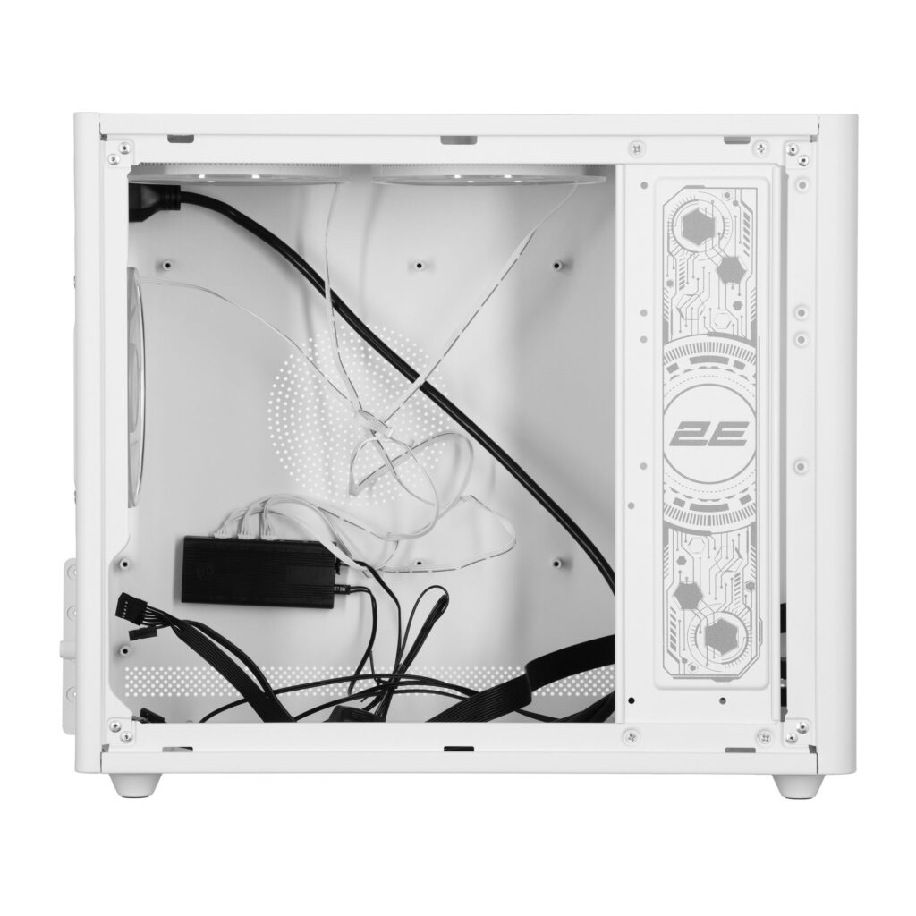 2E PC case Credo Plus V350WG without PSU, 1xUSB3.0, 1х USB 2.0, 1xUSB Type-C, 3x120mm, VGA 350mm, LCS ready, TG Side Panel, mATX, white