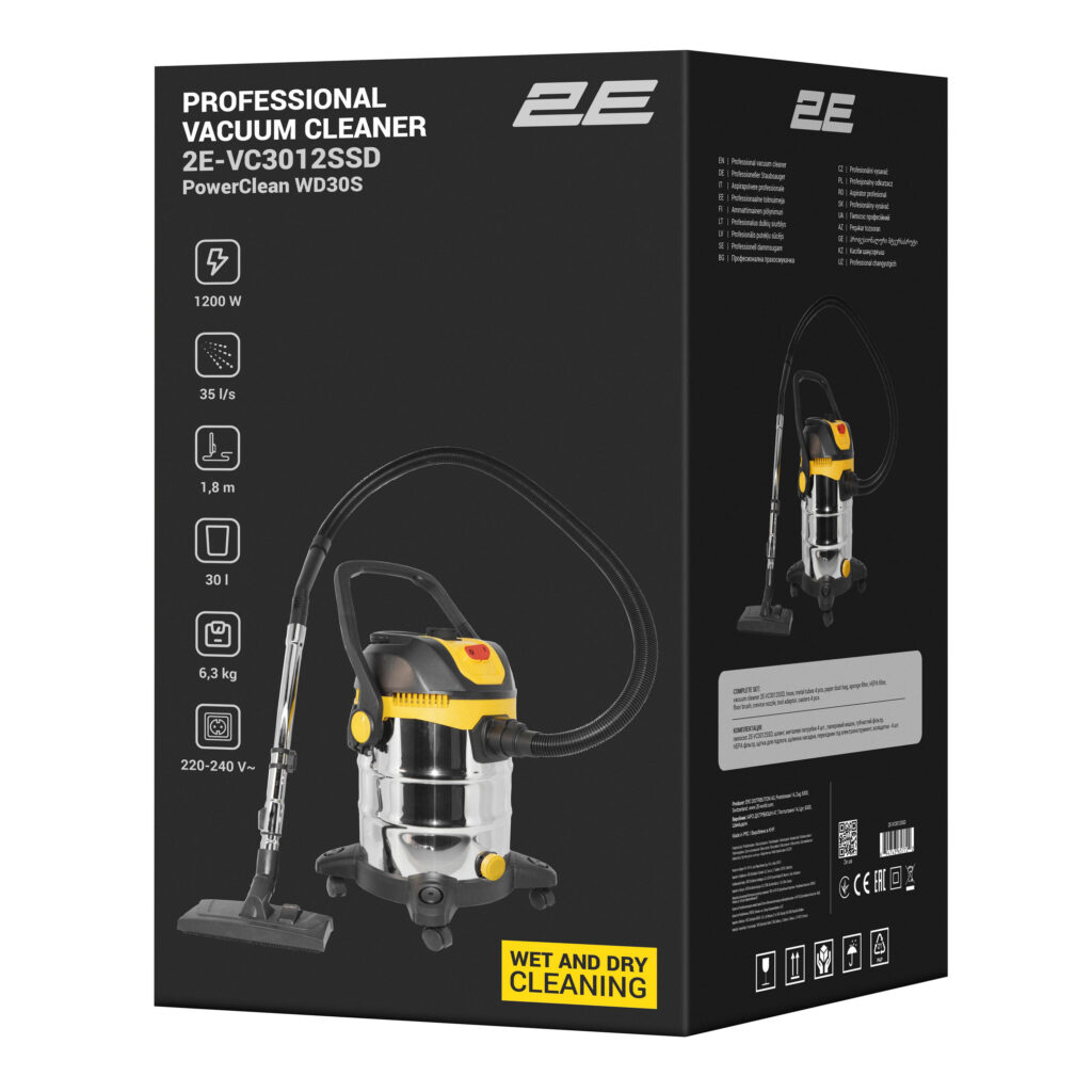 2E Professional vacuum cleaner PowerClean 30S 1200W 17kPa 30L container 220V/2000W wet/dry cleaning air blower function IPX4 6.3kg
