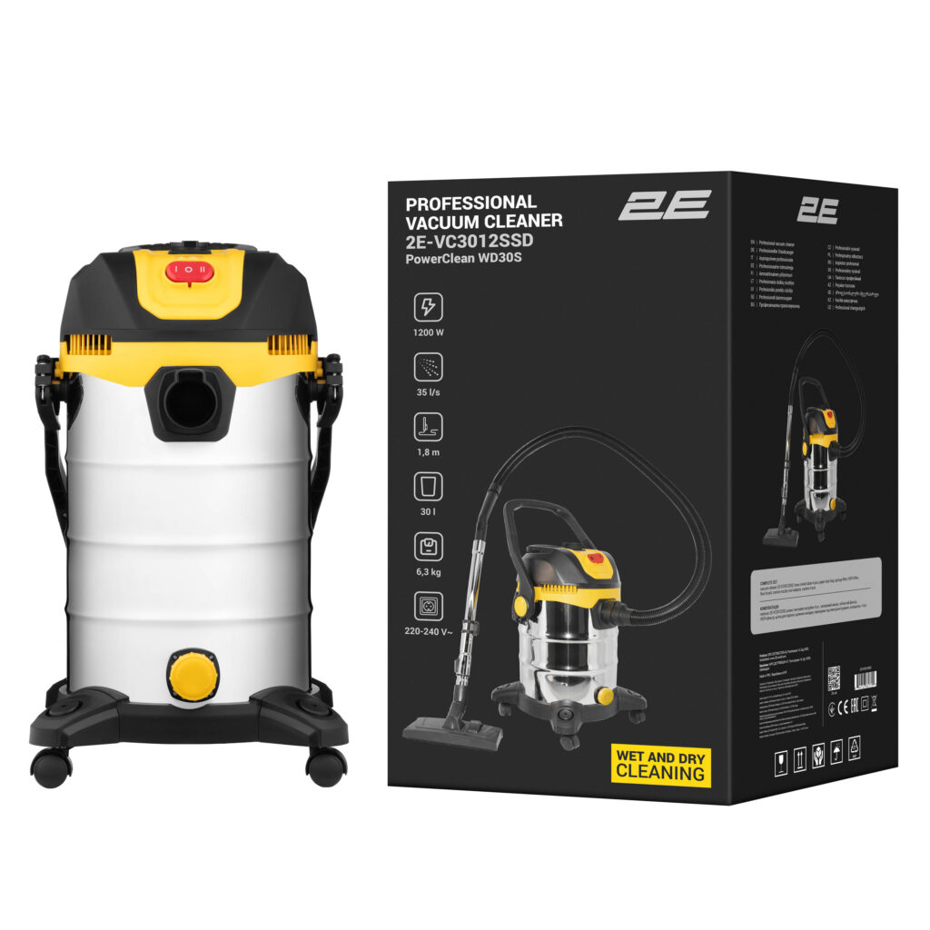 2E Professional vacuum cleaner PowerClean 30S 1200W 17kPa 30L container 220V/2000W wet/dry cleaning air blower function IPX4 6.3kg