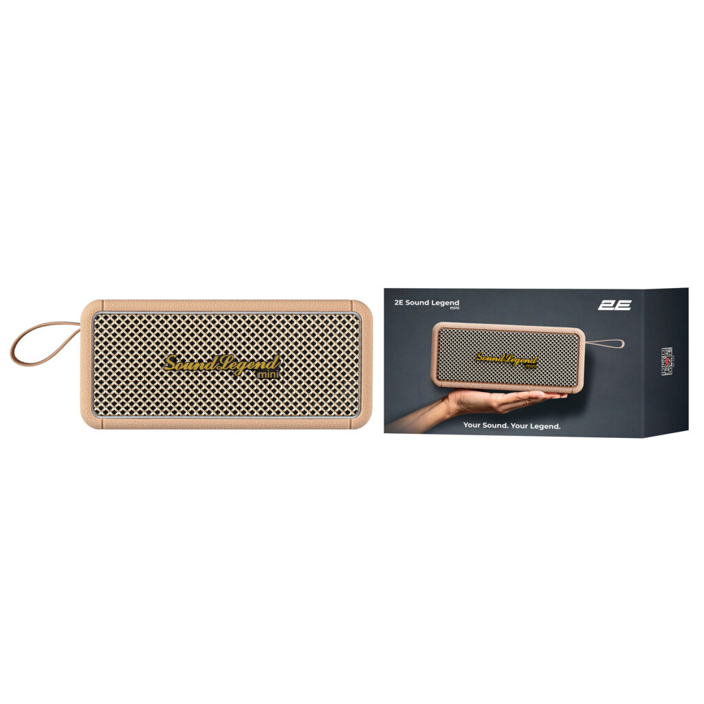 Портативна акустична система 2E SoundLegend Mini 40Вт, BT 5.3, TWS, FLAC, MP3, WAV, EQ, PowerBank, IPX6, Коричневий
