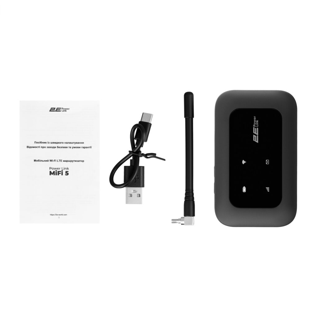 Mobile router 2E PowerLink (MiFi-2 2025) N150, LTE, Wi-Fi4, 1xType-C, 1xCRC9, 3000mAh black