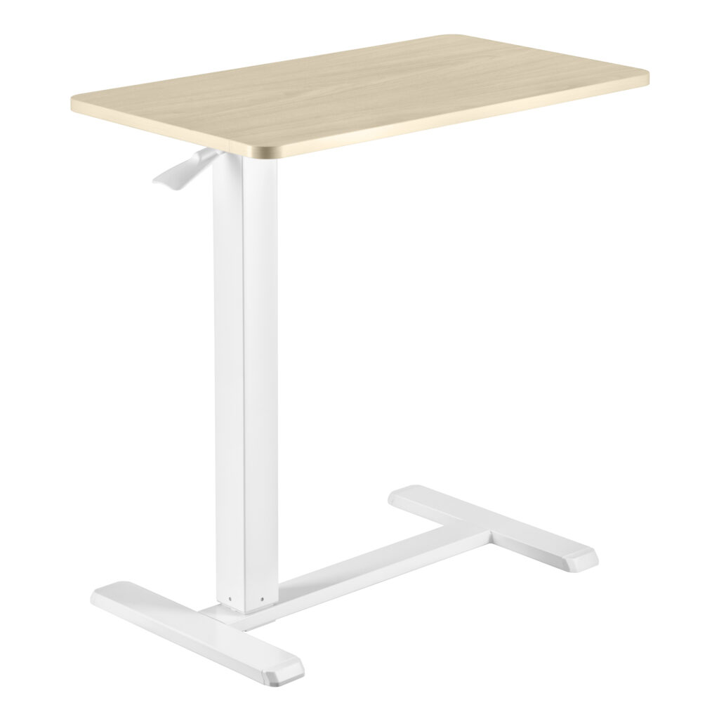 2E Compact Desk CE710WL, height 71-106cm, gas lift, tabletop 71x40cm (light wood), metal base (white)
