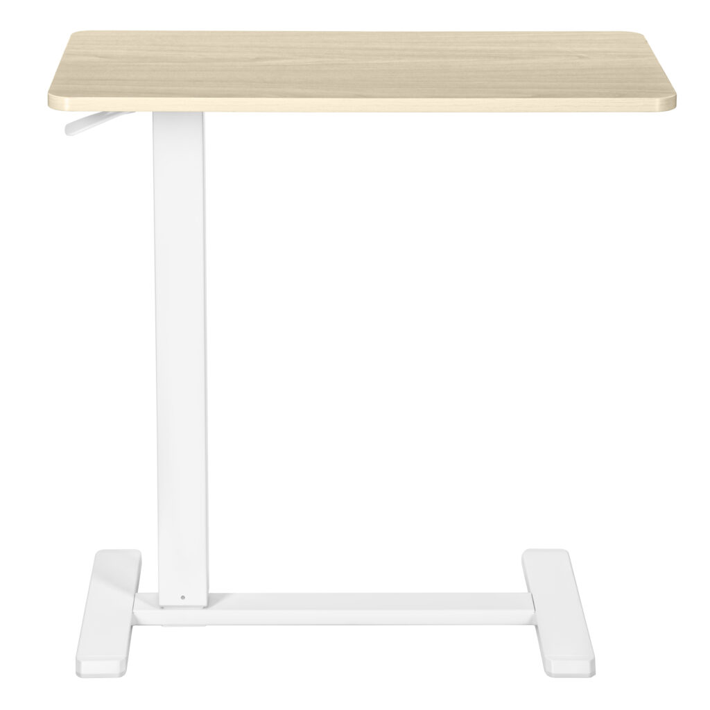 2E Compact Desk CE710WL, height 71-106cm, gas lift, tabletop 71x40cm (light wood), metal base (white)
