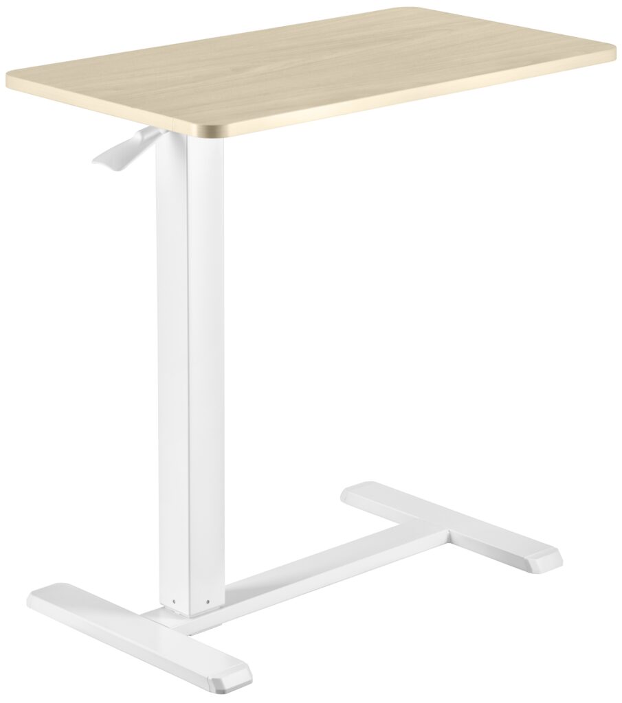 2E Compact Desk CE710WL, height 71-106cm, gas lift, tabletop 71x40cm (light wood), metal base (white)