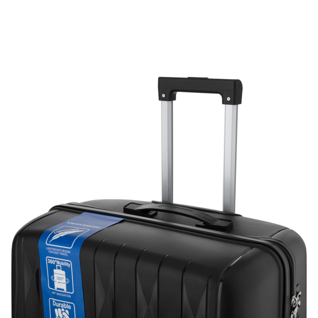2E Suitcase set 3in1, M7979, polypropylene, (L+M+S), lock (not TSA), anti theft zipper, 4 wheels, black