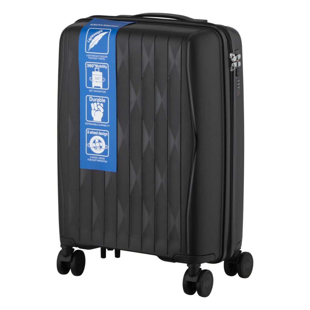 2E Suitcase set 3in1, M7979, polypropylene, (L+M+S), lock (not TSA), anti theft zipper, 4 wheels, black