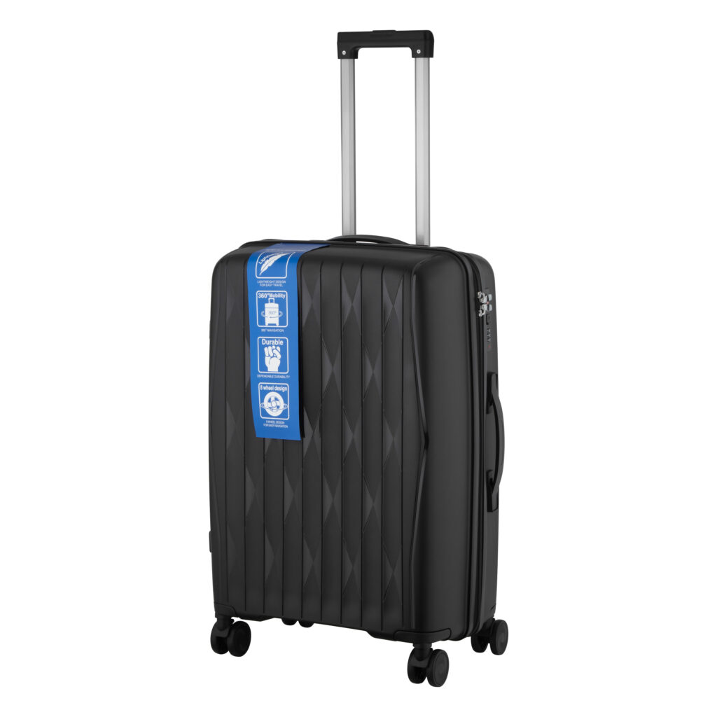 2E Suitcase set 3in1, M7979, polypropylene, (L+M+S), lock (not TSA), anti theft zipper, 4 wheels, black