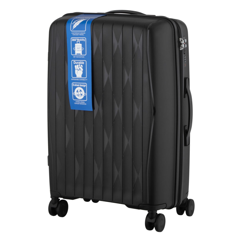 2E Suitcase set 3in1, M7979, polypropylene, (L+M+S), lock (not TSA), anti theft zipper, 4 wheels, black