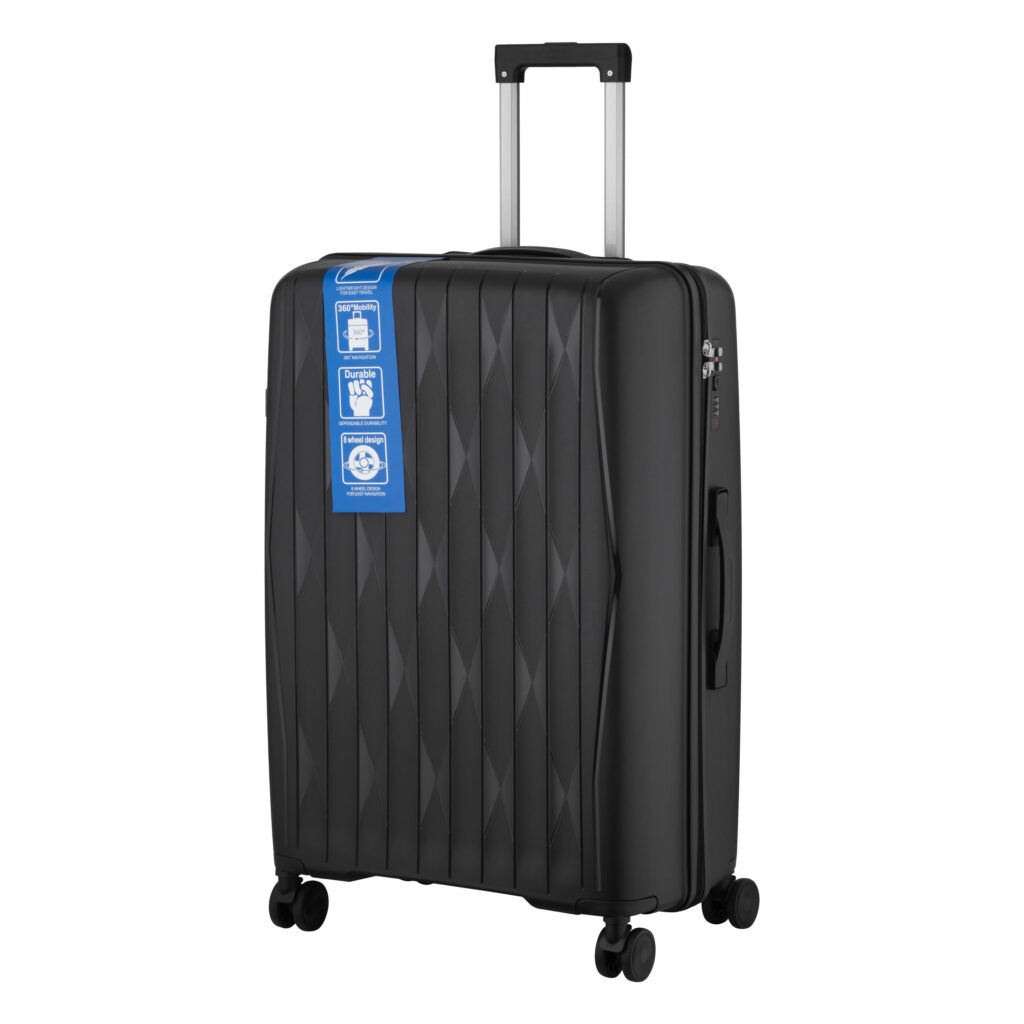2E Suitcase set 3in1, M7979, polypropylene, (L+M+S), lock (not TSA), anti theft zipper, 4 wheels, black