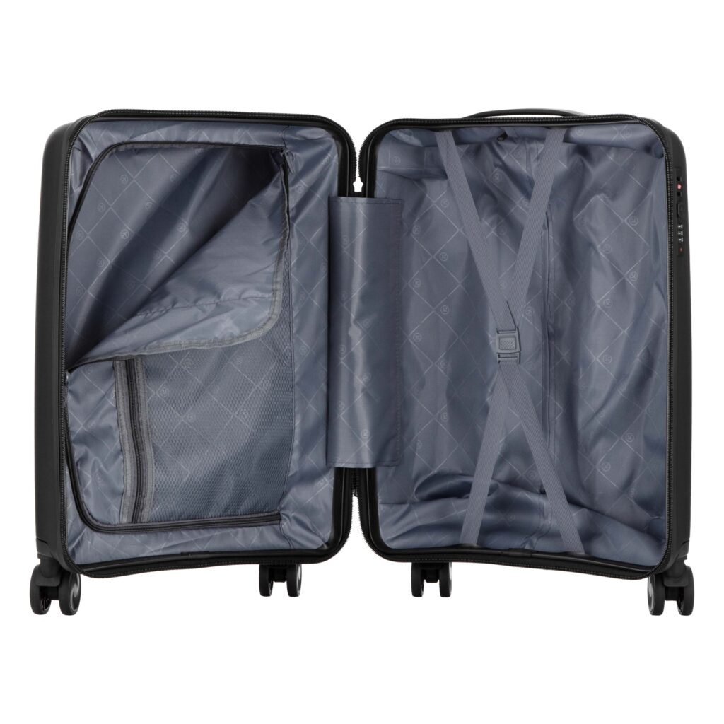 2E Suitcase set 3in1, M7979, polypropylene, (L+M+S), lock (not TSA), anti theft zipper, 4 wheels, black