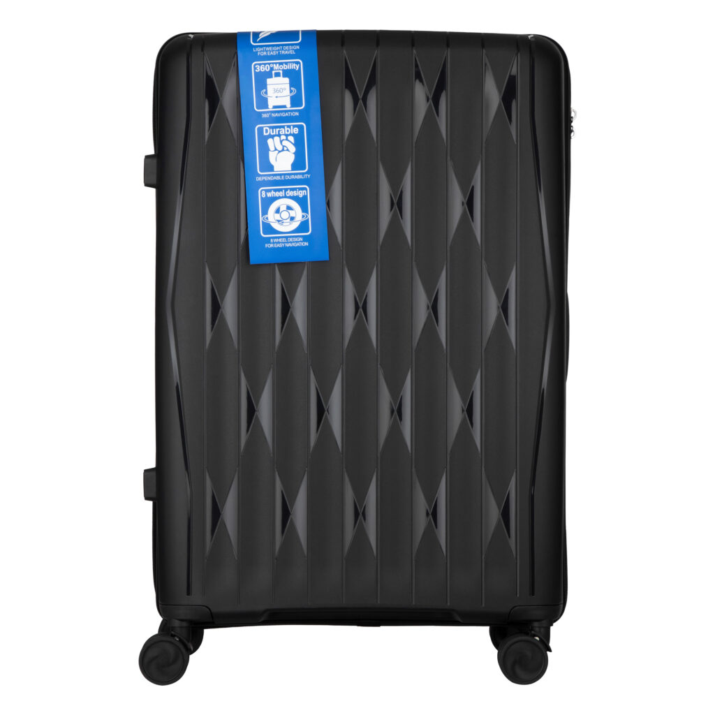 2E Suitcase set 3in1, M7979, polypropylene, (L+M+S), lock (not TSA), anti theft zipper, 4 wheels, black