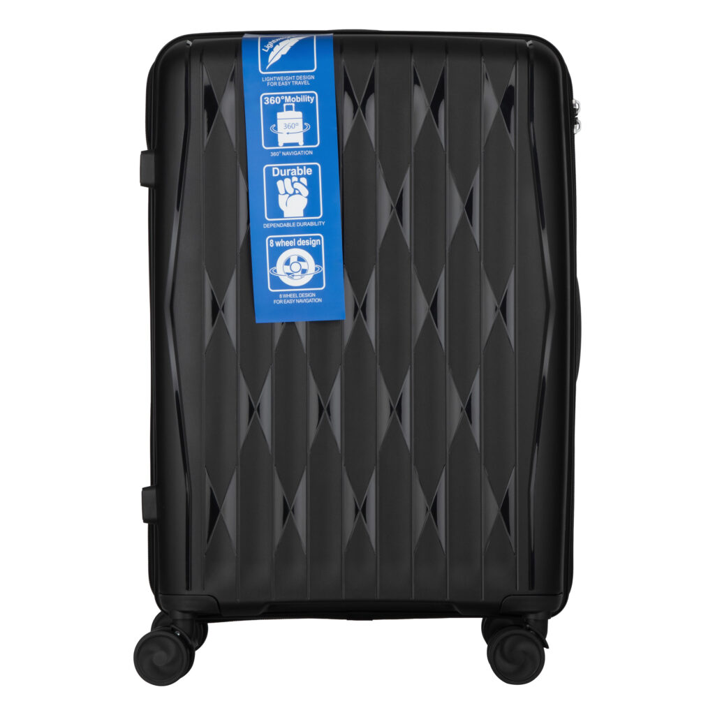 2E Suitcase set 3in1, M7979, polypropylene, (L+M+S), lock (not TSA), anti theft zipper, 4 wheels, black