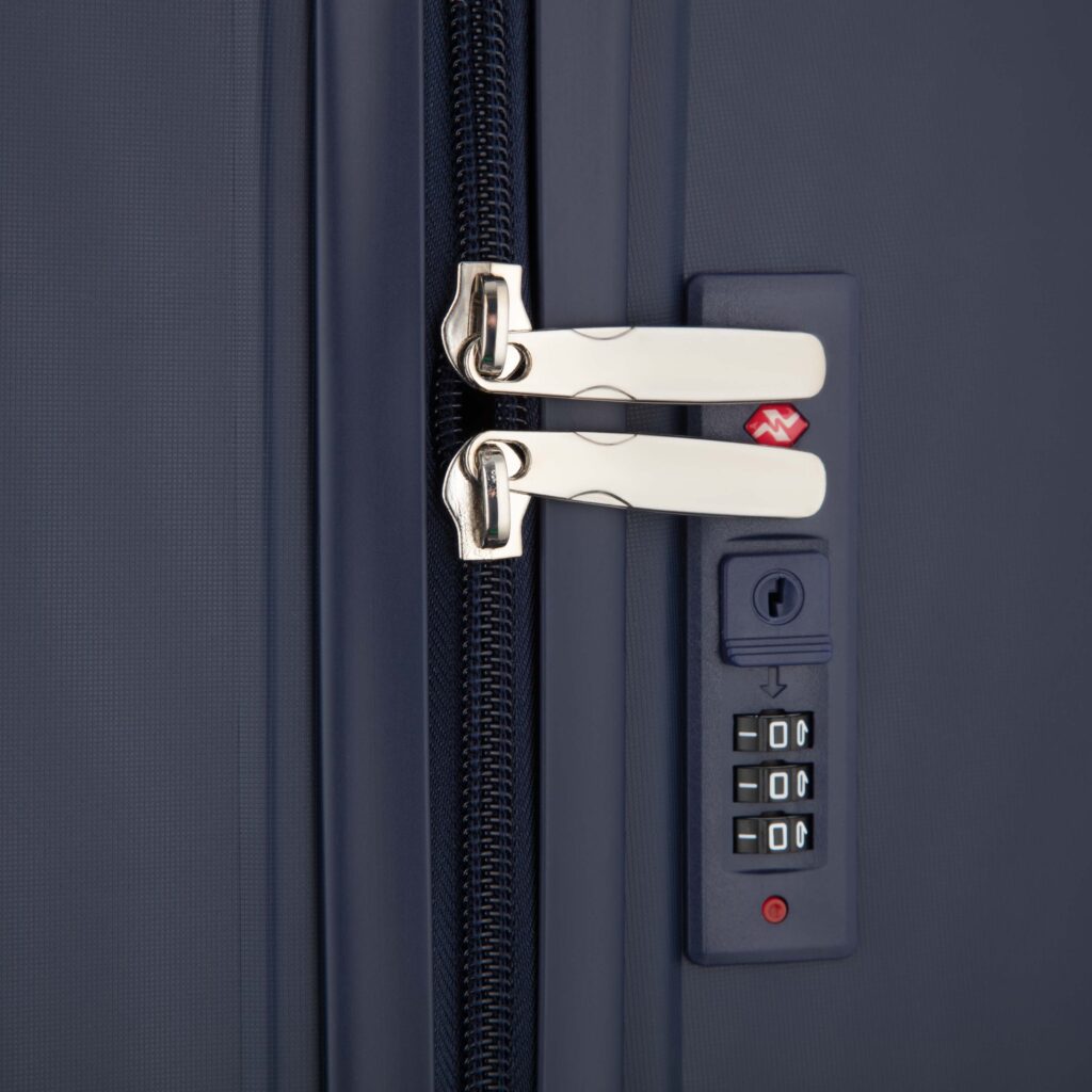2E Suitcase set 3in1, M7979, polypropylene, (L+M+S), lock (not TSA), anti theft zipper, 4 wheels, dark blue