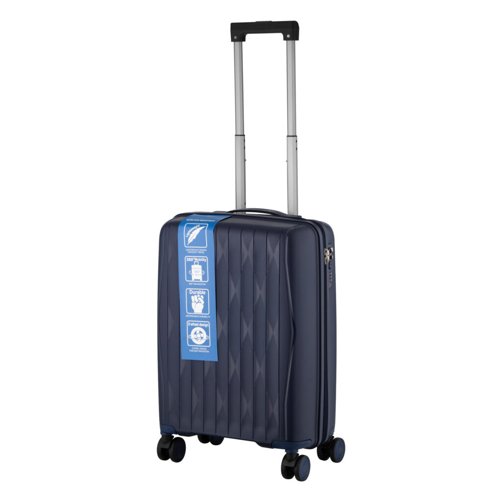 2E Suitcase set 3in1, M7979, polypropylene, (L+M+S), lock (not TSA), anti theft zipper, 4 wheels, dark blue