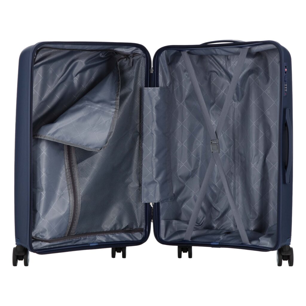2E Suitcase set 3in1, M7979, polypropylene, (L+M+S), lock (not TSA), anti theft zipper, 4 wheels, dark blue