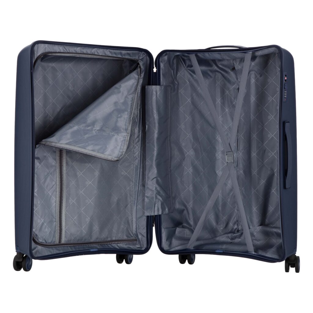 2E Suitcase set 3in1, M7979, polypropylene, (L+M+S), lock (not TSA), anti theft zipper, 4 wheels, dark blue