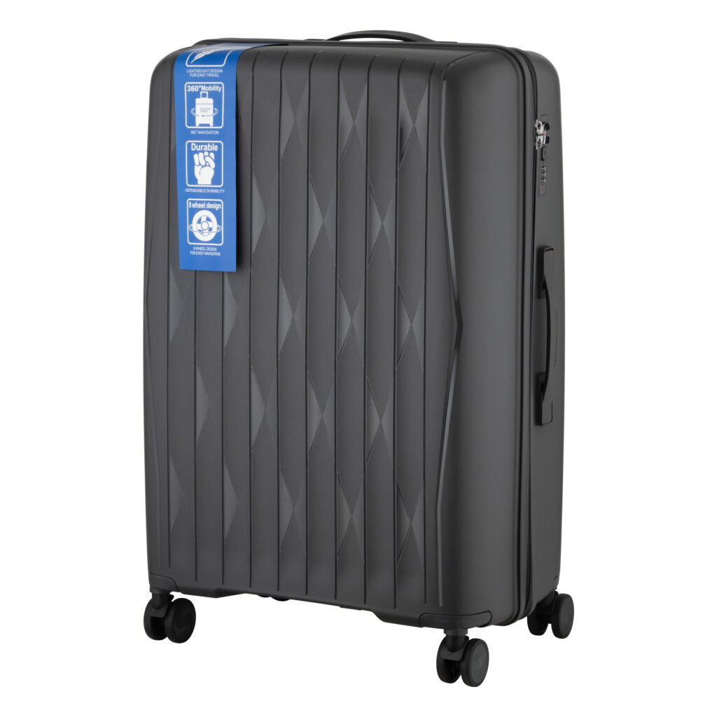 2E Suitcase set 3in1, M7979, polypropylene, (L+M+S), lock (not TSA), anti theft zipper, 4 wheels, dark grey