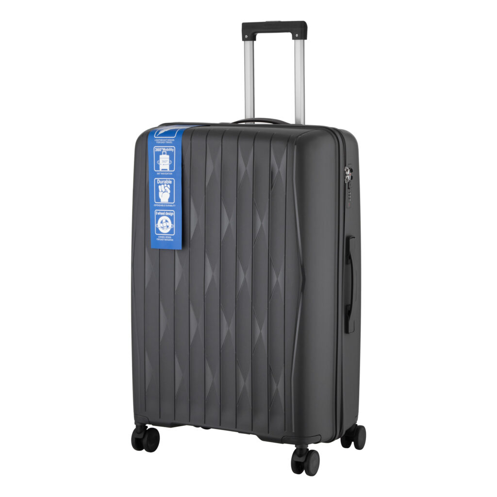 2E Suitcase set 3in1, M7979, polypropylene, (L+M+S), lock (not TSA), anti theft zipper, 4 wheels, dark grey