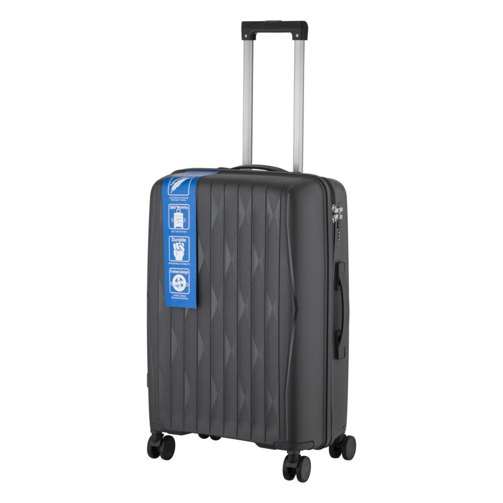 2E Suitcase set 3in1, M7979, polypropylene, (L+M+S), lock (not TSA), anti theft zipper, 4 wheels, dark grey