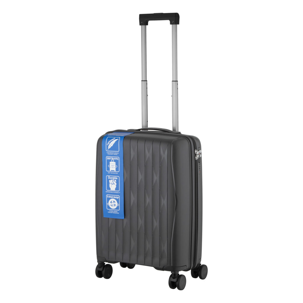 2E Suitcase set 3in1, M7979, polypropylene, (L+M+S), lock (not TSA), anti theft zipper, 4 wheels, dark grey