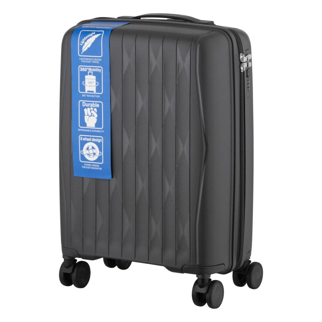 2E Suitcase set 3in1, M7979, polypropylene, (L+M+S), lock (not TSA), anti theft zipper, 4 wheels, dark grey
