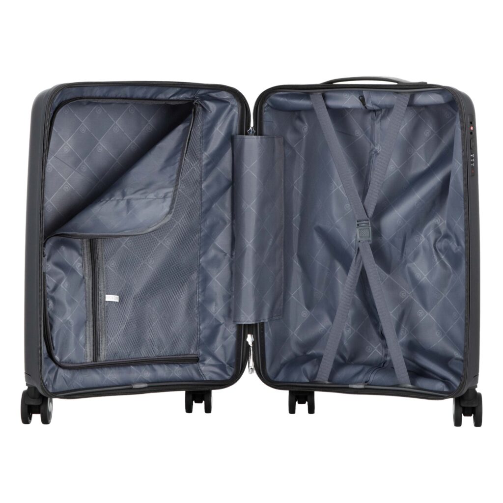 2E Suitcase set 3in1, M7979, polypropylene, (L+M+S), lock (not TSA), anti theft zipper, 4 wheels, dark grey