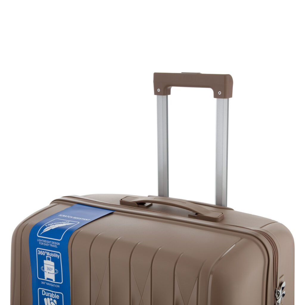 2E Suitcase set 3in1, M7979, polypropylene, (L+M+S), lock (not TSA), anti theft zipper, 4 wheels, khaki